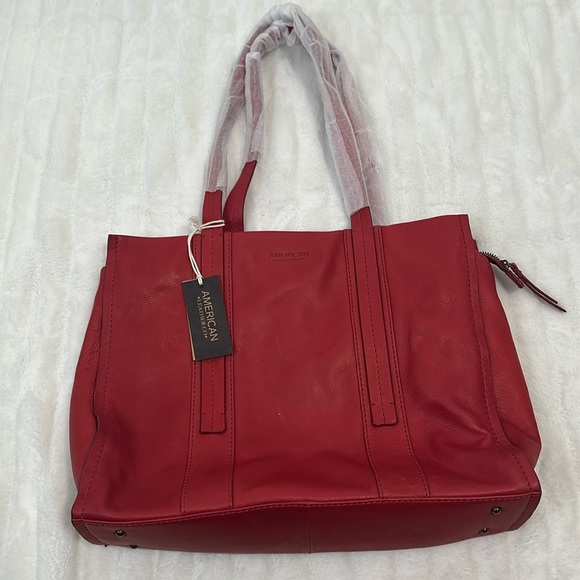 American leather co Handbags - 📷 NWT American Leather Co Scarlett Zip Top Tote Cherry Red Smooth